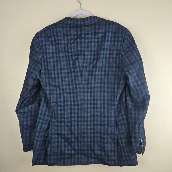 Isaia Blue Check Wool Sport Coat 44R (Eu 54) - Picture 2 of 9
